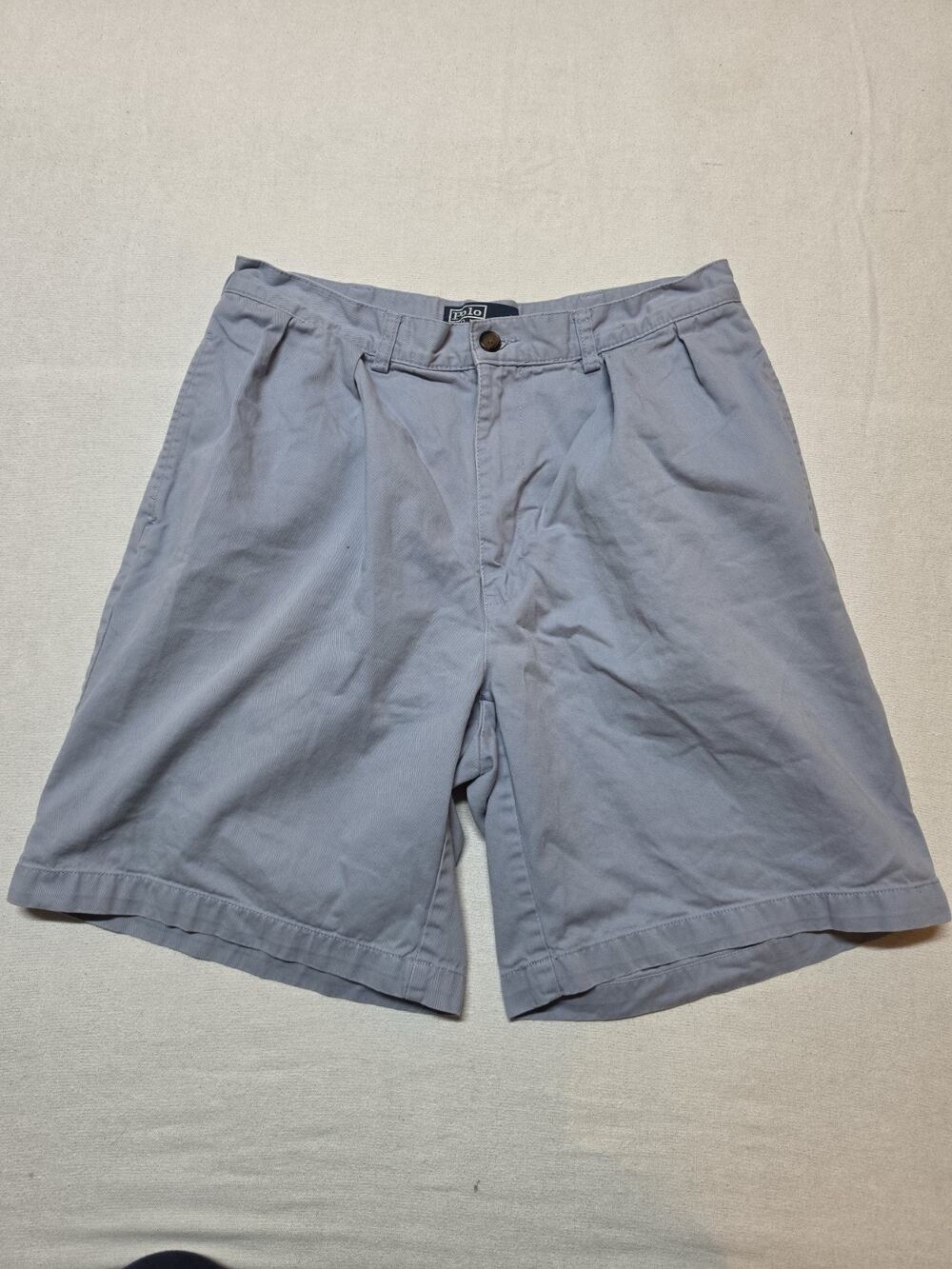 Vintage Polo Ralph Lauren Tyler Shorts Men’s 34 Blue Pleated 100% Cotton